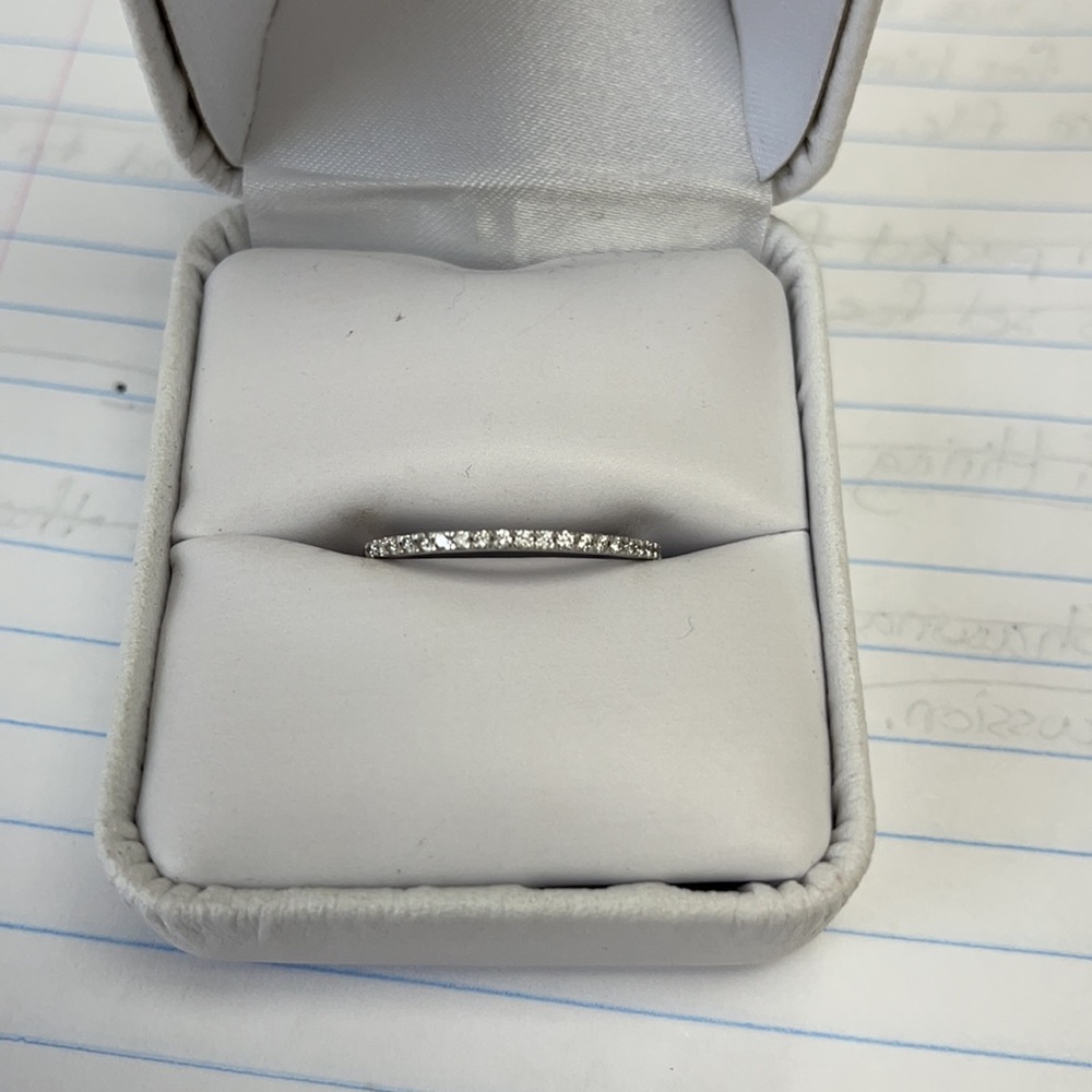10k White Gold and 1/10 ctw Diamond Wedding Band, Stack Ring